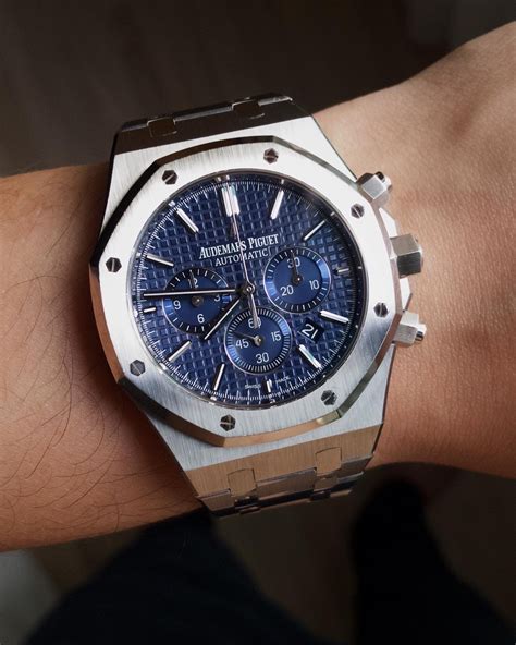 audemars piguet royal oak blue dial chronograph|Audemars Piguet 15500 retail price.